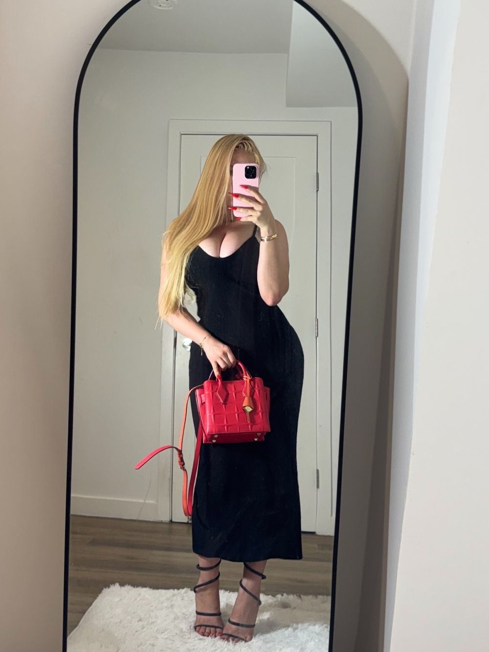 MCM Red Quilted Crossbody Satchel with Gold Accent - Picture 2 of 10